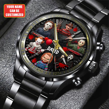 Personalized Scary Halloween Horror Movies Black Stainless Steel Watch – TANTN15883