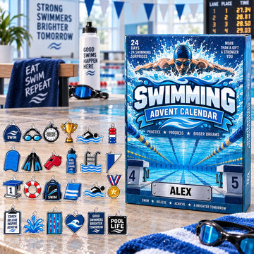 Personalized Swimming Advent Calendar 2026 Custom Swimming Blind Box 24 Day Christmas Countdown With Swimming Tokens Xmas Countdown Decor
