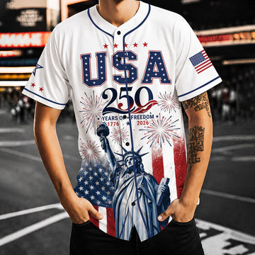 Personalized USA 250 Years Anniversary Baseball Jersey, Custom Name Patriotic 1776-2026 Shirt 685207