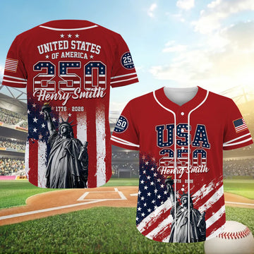 Personalized USA 250th Anniversary Baseball Jersey, America 1776-2026 Semiquincentennial Jersey, Patriotic 4th Of July Shirt 685250