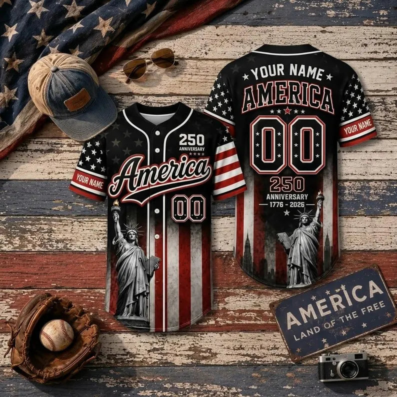 Personalized USA Baseball Jersey Custom Name Number Sports Shirt Patriotic American Flag Team for Men Women