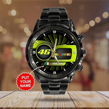 Personalized Valentino Rossi Black Stainless Steel Watch