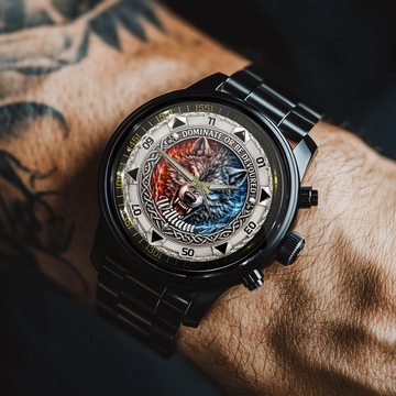 Personalized Viking Warrior Wolf Watch Custom Name Norse Strength Watch Gift For Viking Lovers