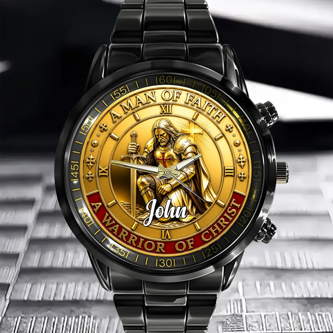 Personalized Warrior Of Christ Watch Custom Name Christian Faith Watch Gift For Christian Men