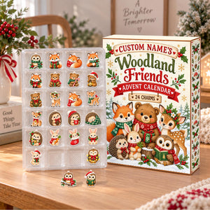 Personalized Woodland Friends Advent Calendar Box Custom Name 24 Charm Christmas Countdown Kids Holiday Keepsake Gift