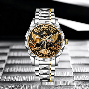 Old Bastards Motorcycles Club Customized Watch - Personalized Name - Gift For Bikers, Christians, Motorcycle Lovers