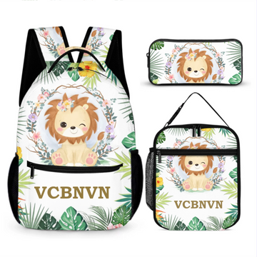 Personalized Lion Cub Wearing Flowers Backpack for Girls Boys
