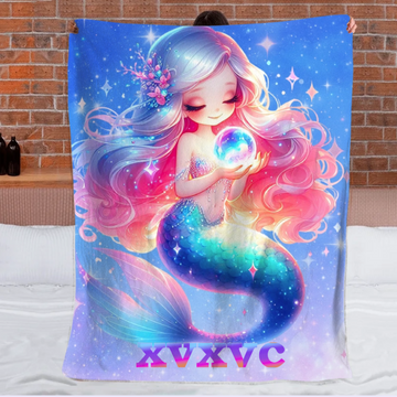 🧜‍♀️ Personalized Mermaid Blanket Set for Girls，KidsToddlers Blanket for Kindergarten & Elementary - SDG