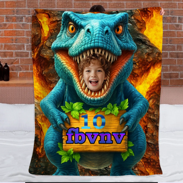 Personalized Name Custom Face Custom Dinosaur Shell Blanket
