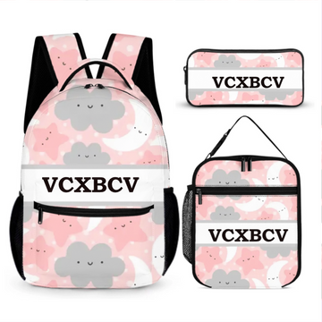 Personalized Pink Blue Moon Stars Clouds Student Backpack
