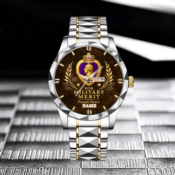 Personalized Purple Heart Watch – Custom Name Military Merit Veteran Gift