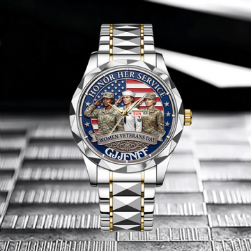 Personalized Women Veterans Watch - Custom Name Military Tribute Gift