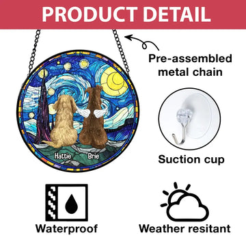 Pet With Starry Night Sky Personalized Window Hanging Stained Glass Suncatcher Hanging