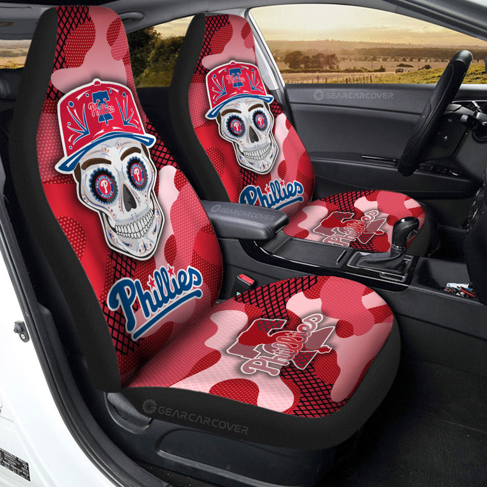 Philadelphia Phillies Car Seat Covers Skull Theme Collection