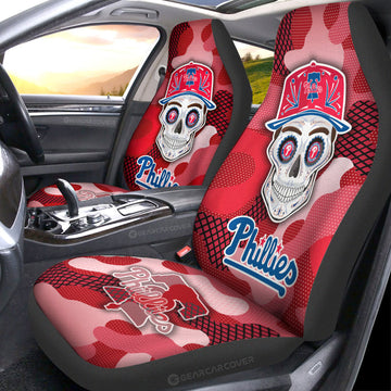 Philadelphia Phillies Car Seat Covers Skull Theme Collection