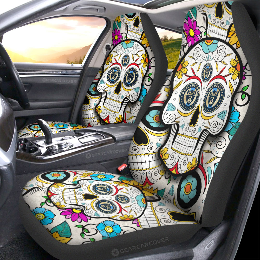 Philadelphia Union Car Seat Covers Custom Sugar Skull Car Accessories