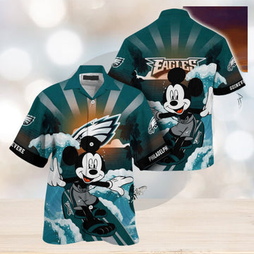 Philadelphia Eagles NFL Mascot And Helmet Symbol Summer Beach Short Sleeve Hawaiian Shirt
