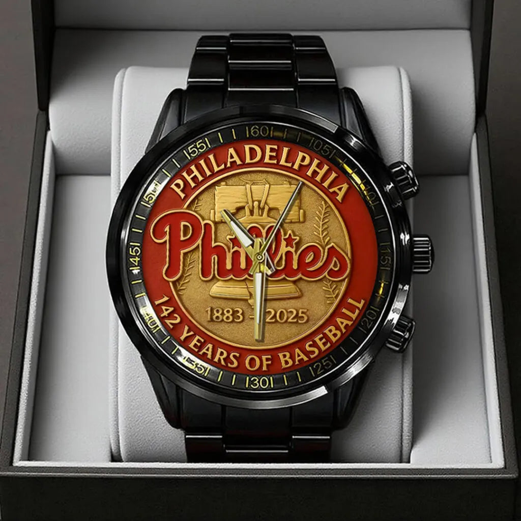 Philadelphia Phillies 142th Anniversary 2025 Black Stainless Steel Watch – TANTN16085