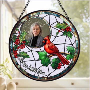 Photo Memorial Cardinal Personalized Window Stained Glass Suncatcher Bird Glass Art Cardinal Window Hangings