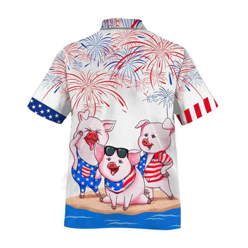 Pig Aloha Hawaiian Shirts For Summer, American Flag Happy Independence Day Aloha Hawaiian Shirt For Men Women, 4th Of July Gift For Pet Lovers