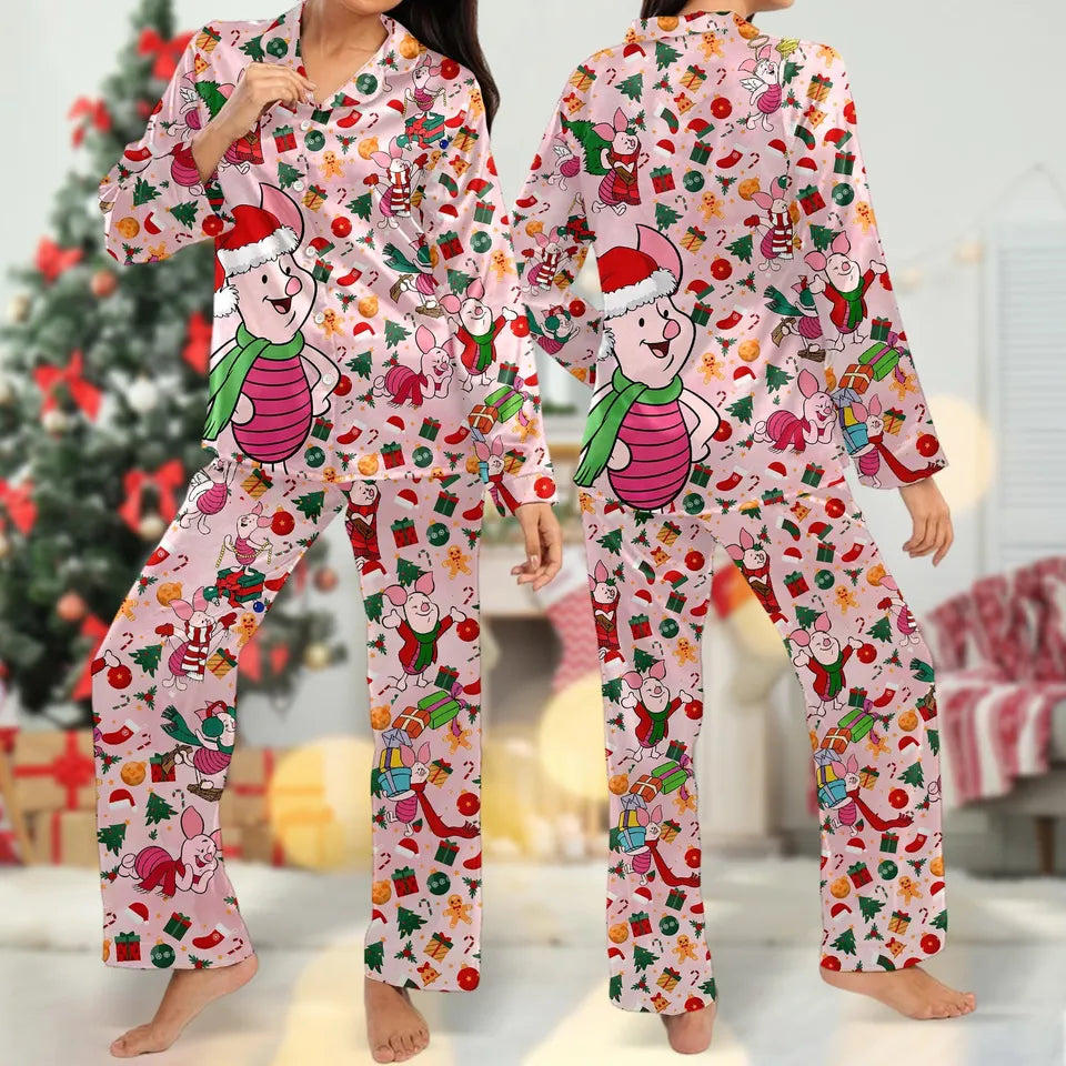 Piglet Christmas Pajamas, Piglet Christmas Pajama Set Gift For Women, Winnie the Pooh Xmas Holiday Party Gift, Magic Kingdom Shirt