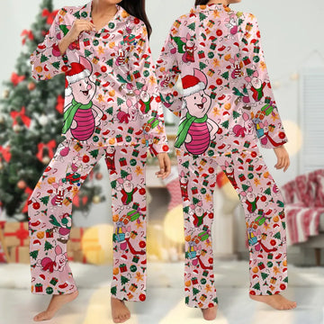 Piglet Christmas Pajamas, Piglet Christmas Pajama Set Gift For Women, Winnie the Pooh Xmas Holiday Party Gift, Magic Kingdom Shirt