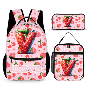 Pink Strawberries - Personalized Backpack - Back-To-School Gift