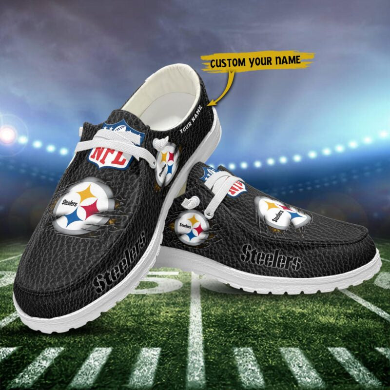 Pittsburgh Steelers Hey Dude Shoes-NFL Custom Name - Ingenious Gifts Your Whole Family
