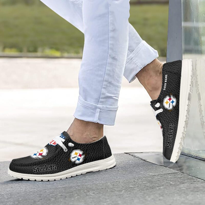 Pittsburgh Steelers Hey Dude Shoes-NFL Custom Name - Ingenious Gifts Your Whole Family