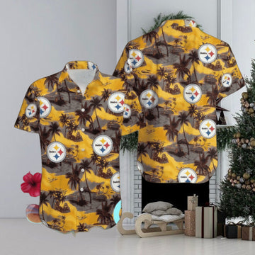 Pittsburgh Steelers Coconut Tree All Over Print Hawaiian Shirt Beach Shirt NFL
