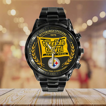 Pittsburgh Steelers The Terrible Towel 2025 Black Stainless Steel Watch – TANTN16137