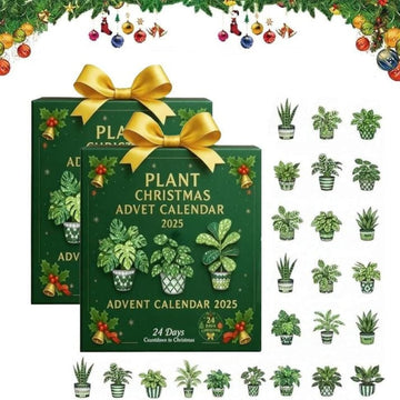 Plant Advent Calendar Green Tree Figurines Classic Holiday Decor Unique Green Look Festive Countdown Calendar Christmas Collectible
