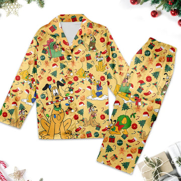 Pluto Christmas Pajamas, Pluto Christmas Pajama Set Gift Women For Holiday, Cartoon Xmas Party Shirt, Magic Kingdom Family Shirt