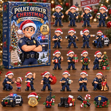 Police Officer Christmas Advent Calendar 2026 - 24-Day Countdown, Acrylic Charms