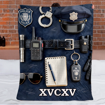 Police Officer Customized Blanket - Personalized Name - Honorary Gift for Police0001
