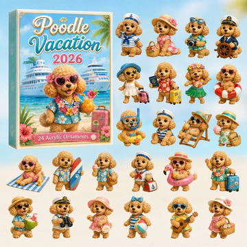 Poodle Vacation Advent Calendar 2026 - 24-Day Countdown, Acrylic Charms Every Day Bring New Suprises