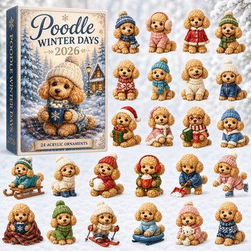 Poodle Winter Days Advent Calendar 2026 - 24-Day Countdown, Acrylic Charms Every Day Bring New Suprises