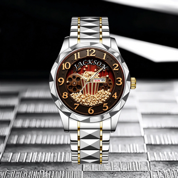 🍿&🎬Popcorn Movie Theater Customized Watch - Personalized Name - Artistic Gifts For Movie Lovers