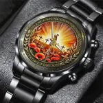 Poppy Remembrance Military Black Stainless Steel Watch-PX1188