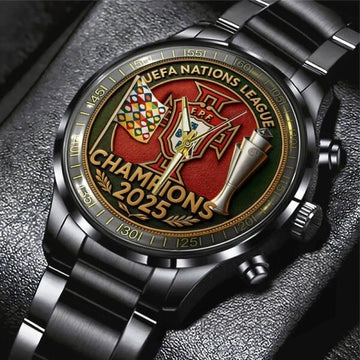 Portugal National Football Team Black Stainless Steel Watch