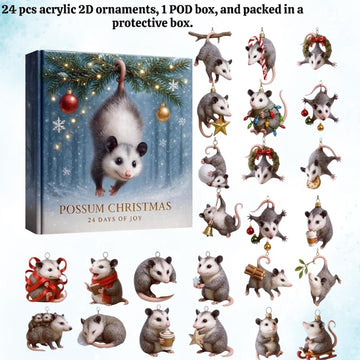 Possum Advent Calendar 2026 24 Day Holiday Countdown Box With Cute Hanging Ornaments Festive Tree Decorations For Animal Lovers