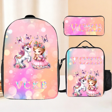 Princess Girl And Her Unicorn Sur Custom Backpack - Personalized Name - Gifts For Girls