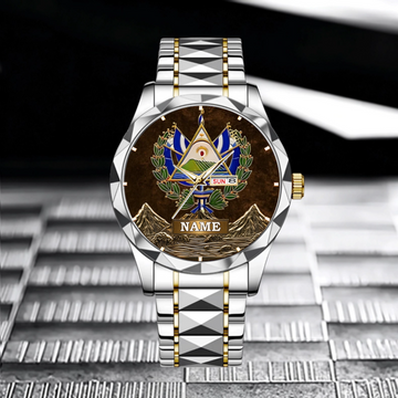 Proud El Salvador Customized Watch – Personalized Name - Gift For Expats, Friends
