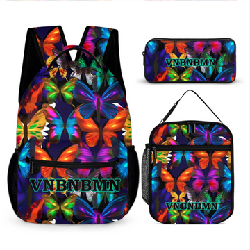 Psychedelic Butterfly Name Customized Backpack - School Season Gift For Kids