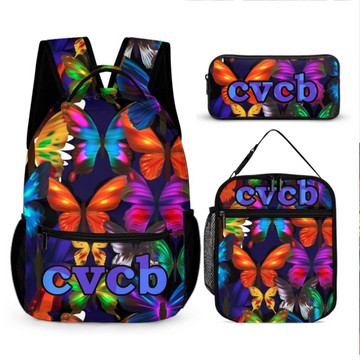 Psychedelic Butterfly Name Customized Backpack - School Season Gift For Kids