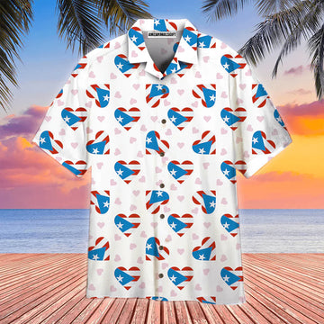 Puerto Rico Heart Flag Independence Day Aloha Hawaiian Shirts For Men Women, Perfect Gift For Summer, Friend, Patriot, Family