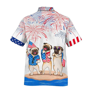 Pug Aloha Hawaiian Shirts For Summer, Independence Day Is Coming, Happy 4th Of July American Pug Hawaiian Shirt For Men Women, Gift For Pug Lovers