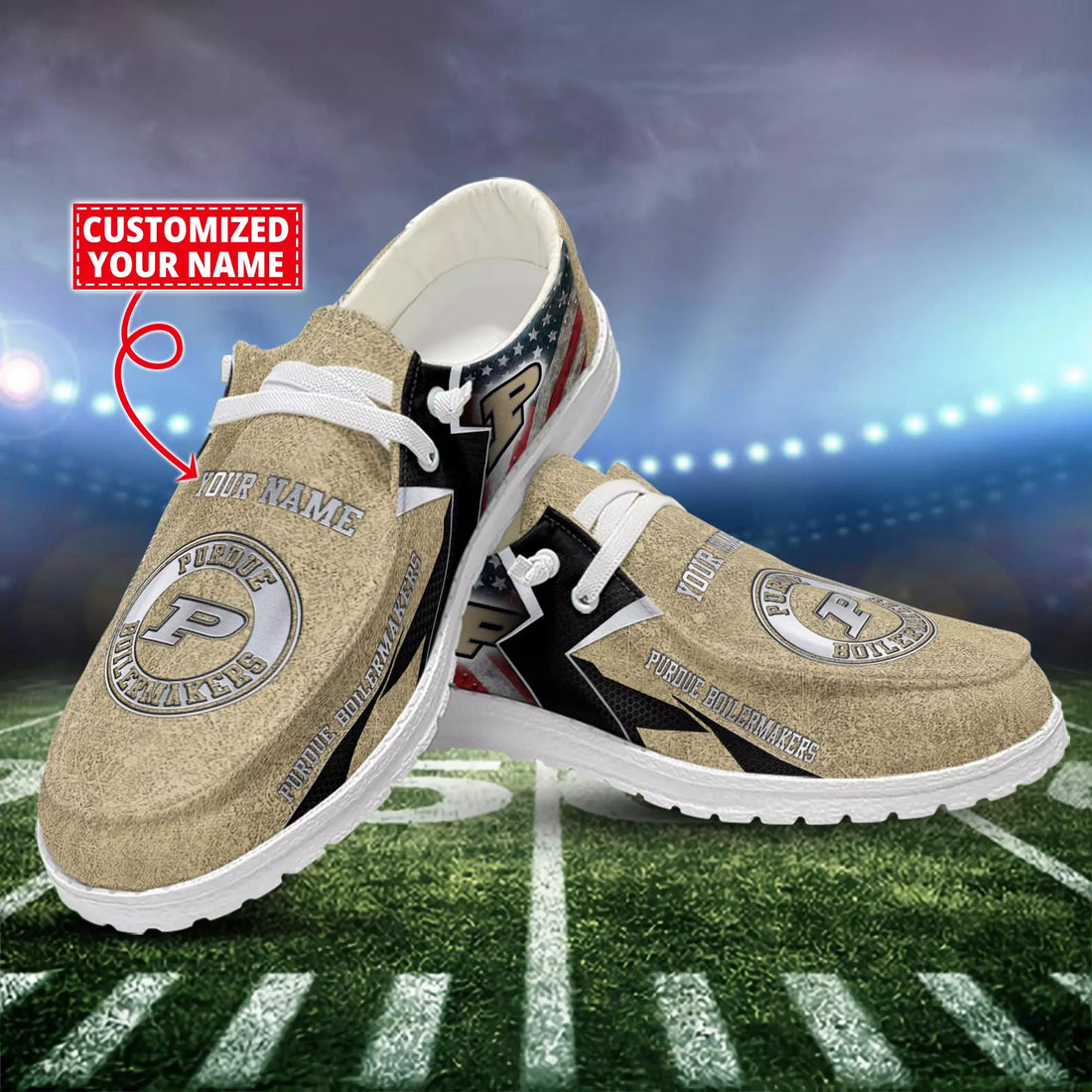 Purdue Boilermakers NCAA Personalized Hey Dude Sports Shoes Custom Name Design Perfect Gift For Fans