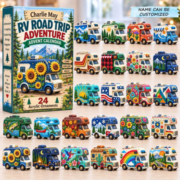 RV Motorhome advent calendar 2026 - 24-Day Countdown, Acrylic Charms