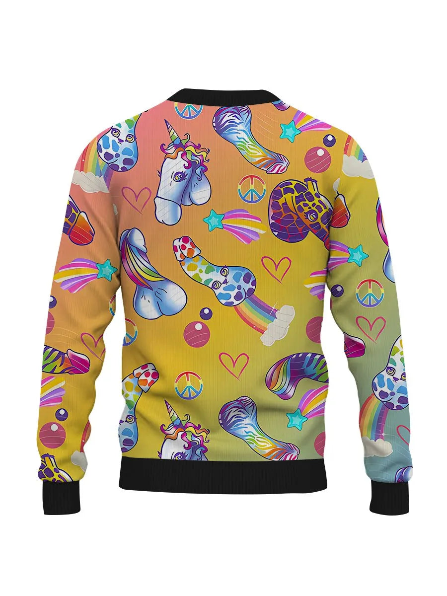 Rainbow Horse Stick Figure Ugly Sweater Christmas